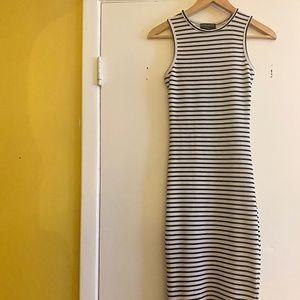 Black and White Striped Midi Bodycon Dress